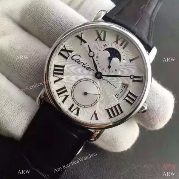 Copy Swiss Cartier Louis Moon Phase Watch SS Smooth Bezel Copy Swiss Cartier Louis Moon Phase Watch SS Smooth Bezel