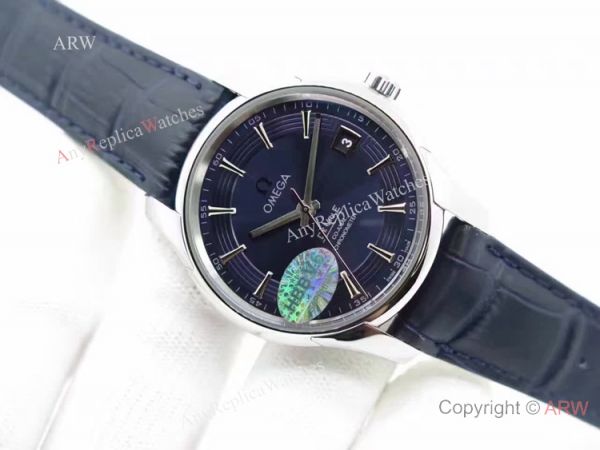 Swiss Grade Omega De Ville Fake Watch SS Blue Leather 8500 Movement Swiss Grade Omega De Ville Fake Watch SS Blue Leather 8500 Movement