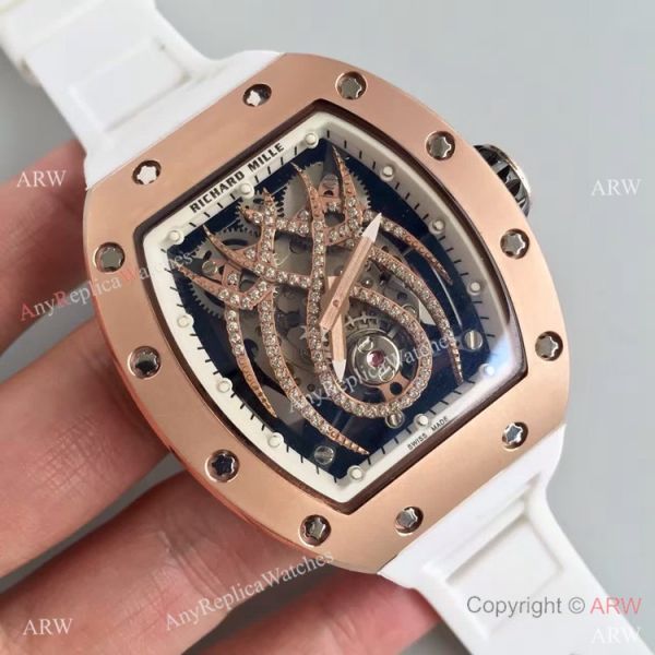 Copy Richard Mille RM 19-01 Rose Gold White Rubber Spider Face Watch Copy Richard Mille RM 19-01 Rose Gold White Rubber Spider Face Watch