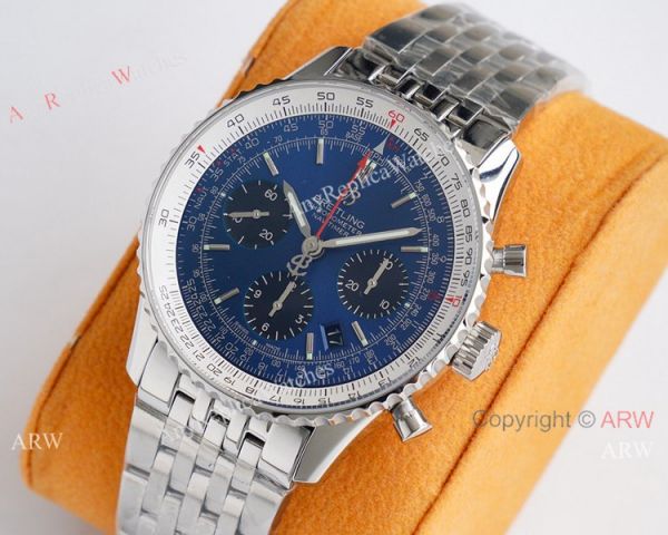 Super Clone Breitling Navitimer 01 Valjoux 7750 Watch Stainless Steel Blue Dial Super Clone Breitling Navitimer 01 Valjoux 7750 Watch Stainless Steel Blue Dial