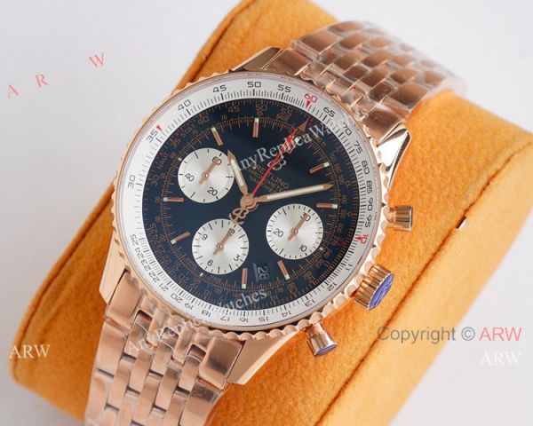 Super Clone Breitling Rose Gold Navitimer 01 Watch Valjoux7750 Movement Super Clone Breitling Rose Gold Navitimer 01 Watch Valjoux7750 Movement