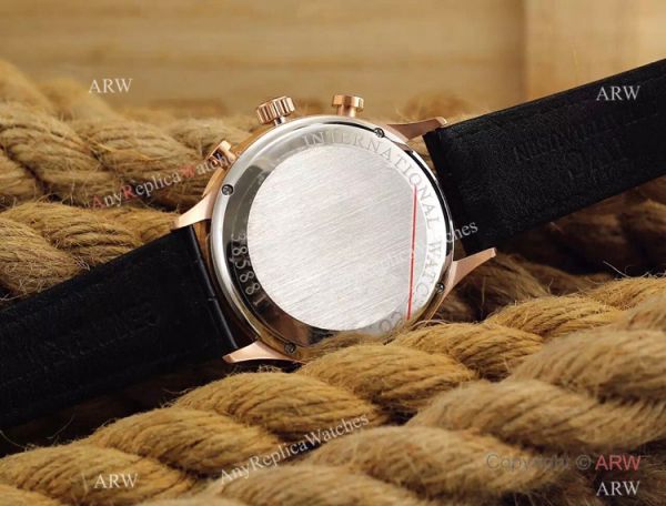 Fake IWC Portuguese Rose Gold Chronograph Watch Black Leather Band Fake IWC Portuguese Rose Gold Chronograph Watch Black Leather Band