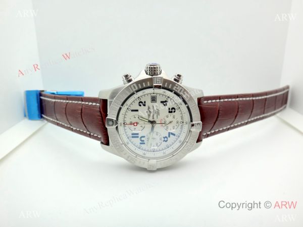 Replica Breitling Super Avenger II White Dial Brown Leather Band Watch Replica Breitling Super Avenger II White Dial Brown Leather Band Watch