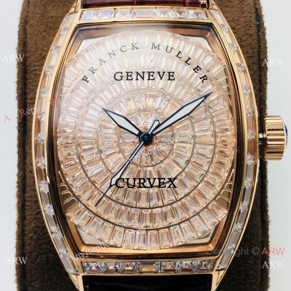 Swiss Replica Franck Muller Curvex diamond Watch Rose Gold 43mm Swiss Replica Franck Muller Curvex diamond Watch Rose Gold 43mm
