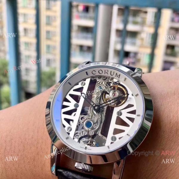 Replica Corum Skeleton Golden Bridge SS White Watch AAA Quality Replica Corum Skeleton Golden Bridge SS White Watch AAA Quality