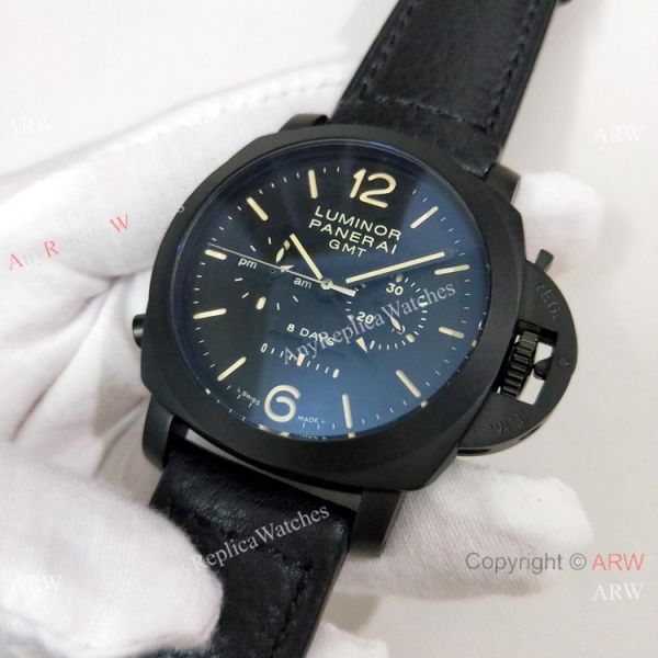 Replica Panerai Luminor GMT PAM 317 Watch Black Case Brown Markers Replica Panerai Luminor GMT PAM 317 Watch Black Case Brown Markers