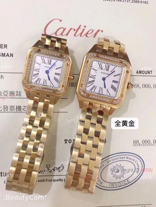 Two Tone Cartier Santos Diamond Replica Watch Lover watch New Replica Two Tone Cartier Santos Diamond Replica Watch Lover watch New Replica