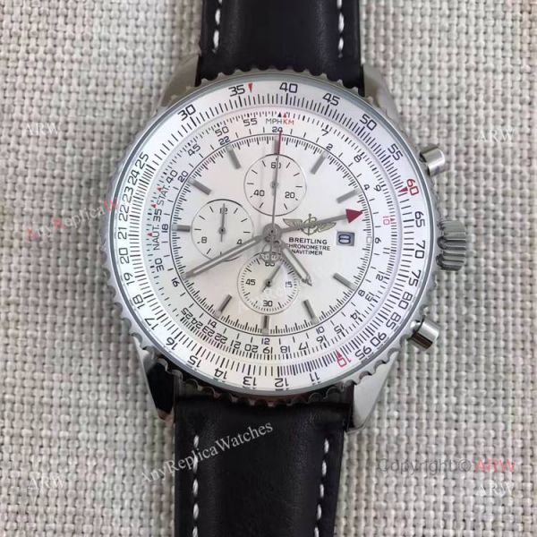 Breitling Navitimer World GMT 46mm Black / Black Leather Stainless Steel Watch Breitling Navitimer World GMT 46mm Black / Black Leather Stainless Steel Watch