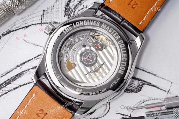 Swiss Grade 1 Longines Master Moon Phase Watch Brown Leather Strap Swiss Grade 1 Longines Master Moon Phase Watch Brown Leather Strap