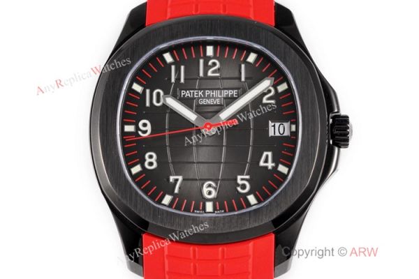 Swiss 1:1 Copy Patek Philippe Aquanaut Cal324 Watch Carbon Case Red Rubber Strap Swiss 1:1 Copy Patek Philippe Aquanaut Cal324 Watch Carbon Case Red Rubber Strap