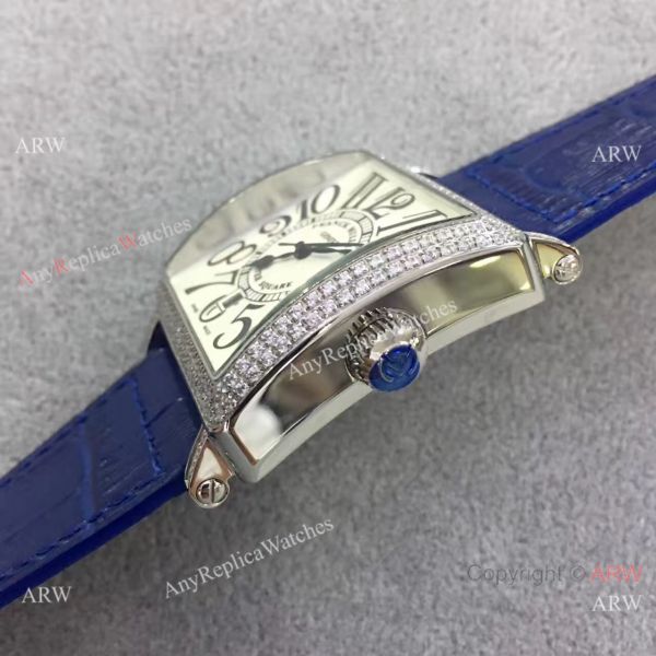 Replica Franck Muller Master Square SS Diamond Bezel Watch Blue Strap Replica Franck Muller Master Square SS Diamond Bezel Watch Blue Strap