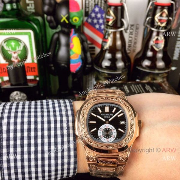 New Copy Patek Philippe Engraving Nautilus Rose Gold Dial Men Wristwatch New Copy Patek Philippe Engraving Nautilus Rose Gold Dial Men Wristwatch