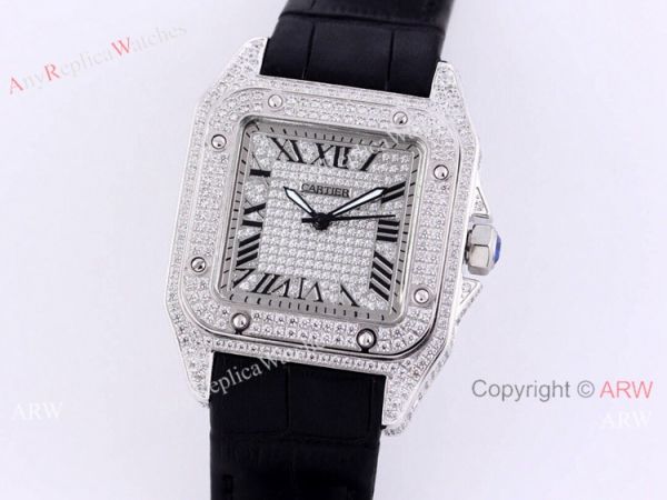 AAA Copy Cartier Santos De Iced Out Watch Automatic Movement AAA Copy Cartier Santos De Iced Out Watch Automatic Movement