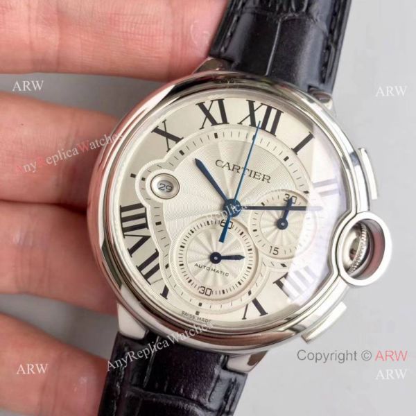 Swiss Replica Cartier Chronograph White Dial Watch 44mm Swiss Replica Cartier Chronograph White Dial Watch 44mm