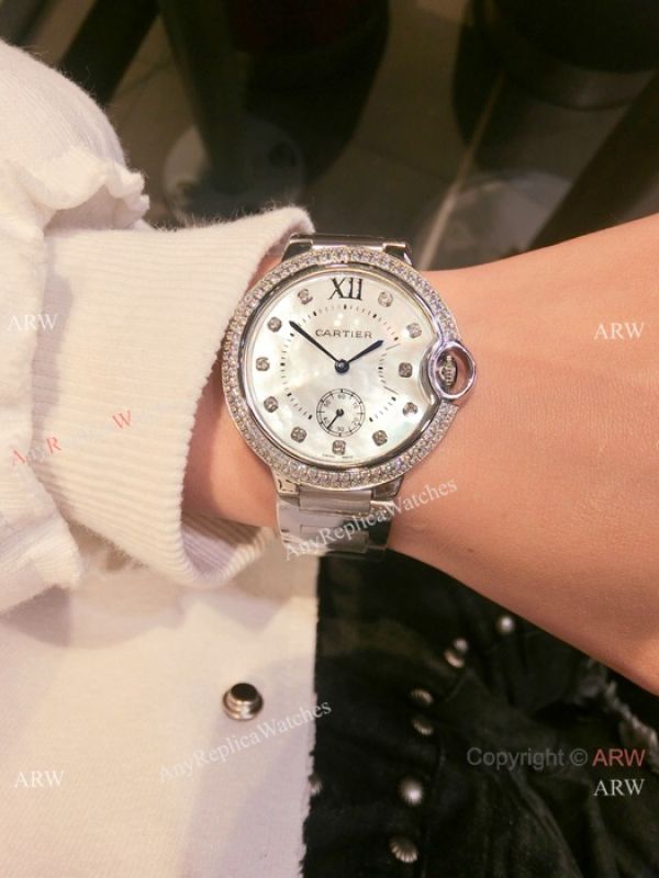 2019 Copy Cartier Ballon Bleu Watch SS White Mother of Pearl Dial 36mm 2019 Copy Cartier Ballon Bleu Watch SS White Mother of Pearl Dial 36mm
