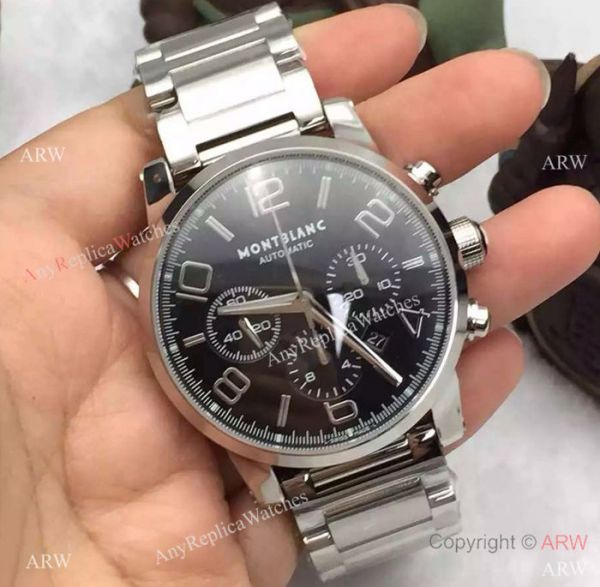 Swiss Grade Replica Montblanc Timewalker Chronograph Watch SS Black Dial Swiss Grade Replica Montblanc Timewalker Chronograph Watch SS Black Dial