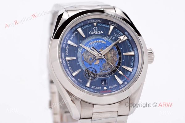 New Omega Aqua Terra Worldtimer Blue Dial 43mm Swiss Replica Watches From VS Factory New Omega Aqua Terra Worldtimer Blue Dial 43mm Swiss Replica Watches From VS Factory