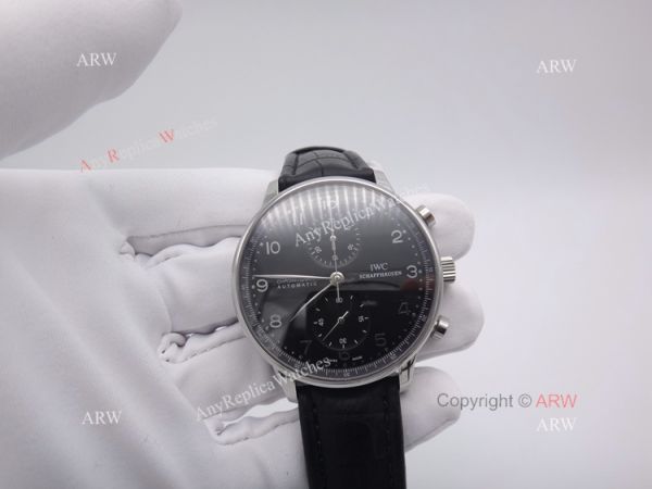 Swiss 7750 IWC Portuguese Black Face Black Leather Strap Watch Swiss 7750 IWC Portuguese Black Face Black Leather Strap Watch