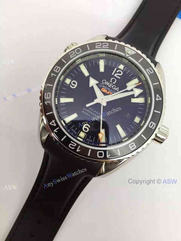 Copy Swiss Omega Seamaster Planet Ocean GMT Watch Black Rubber Copy Swiss Omega Seamaster Planet Ocean GMT Watch Black Rubber