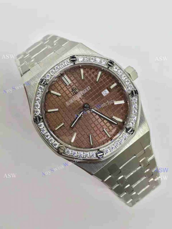 Swiss Fake Audemars Piguet Royal Oak Diamond Bezel Brown Dial Watch Swiss Fake Audemars Piguet Royal Oak Diamond Bezel Brown Dial Watch