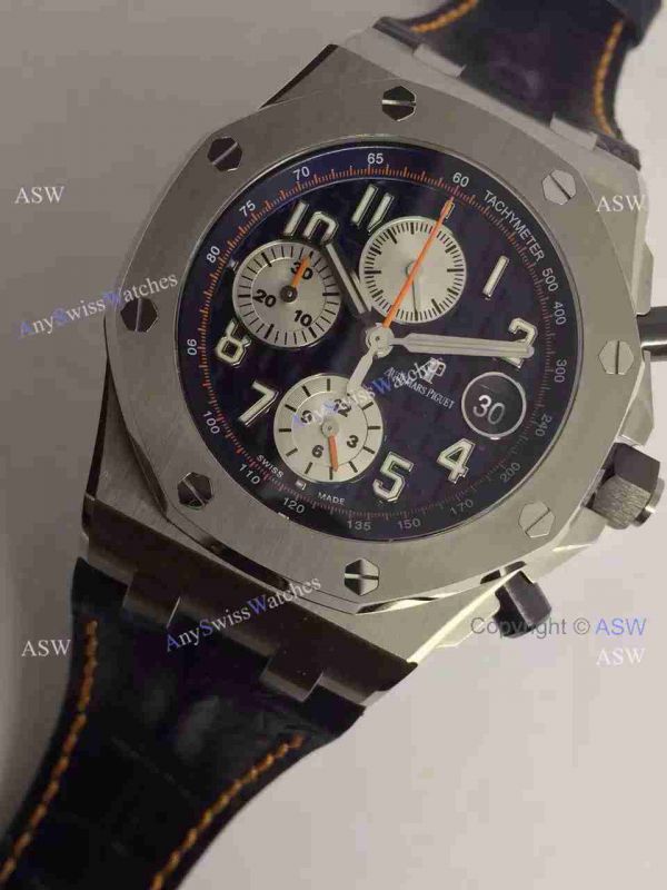 Swiss Knockoff Audemars Piguet Watch SS Blue Dial Blue Leather Swiss Knockoff Audemars Piguet Watch SS Blue Dial Blue Leather