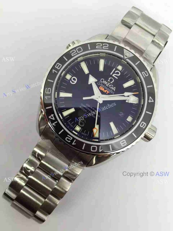 Knockoff Swiss Omega Seamaster GMT Watch Black Dial / Gray Arabic Knockoff Swiss Omega Seamaster GMT Watch Black Dial / Gray Arabic