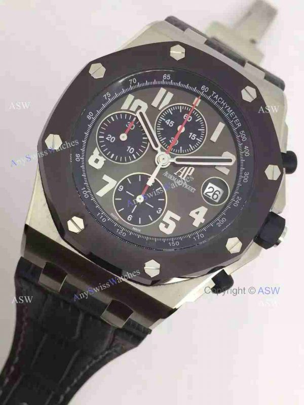 Replica Audemars Piguet Watch Stainless Steel Gray Dial Black Case Black Leather Replica Audemars Piguet Watch Stainless Steel Gray Dial Black Case Black Leather