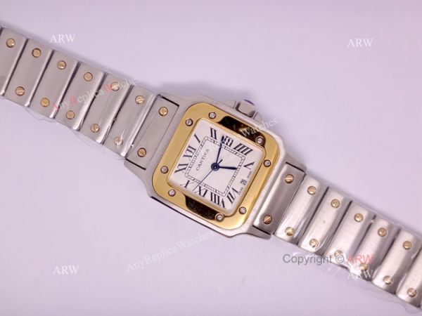 Replica 2-Tone Cartier Santos Mens Quartz Watch 29.5mm Replica 2-Tone Cartier Santos Mens Quartz Watch 29.5mm