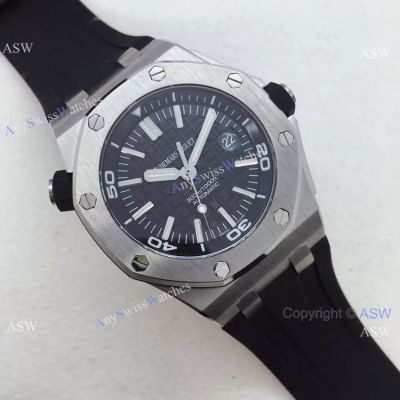 Swiss AAA Replica Audemars Piguet Royal Oak Diver 15710 Black Rubber Strap Swiss AAA Replica Audemars Piguet Royal Oak Diver 15710 Black Rubber Strap