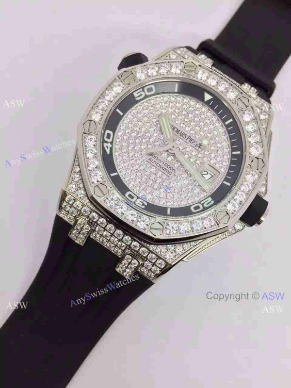 Replica Swiss Audemars Piguet Watch Diamond Dial case Leather Watch Strap Replica Swiss Audemars Piguet Watch Diamond Dial case Leather Watch Strap