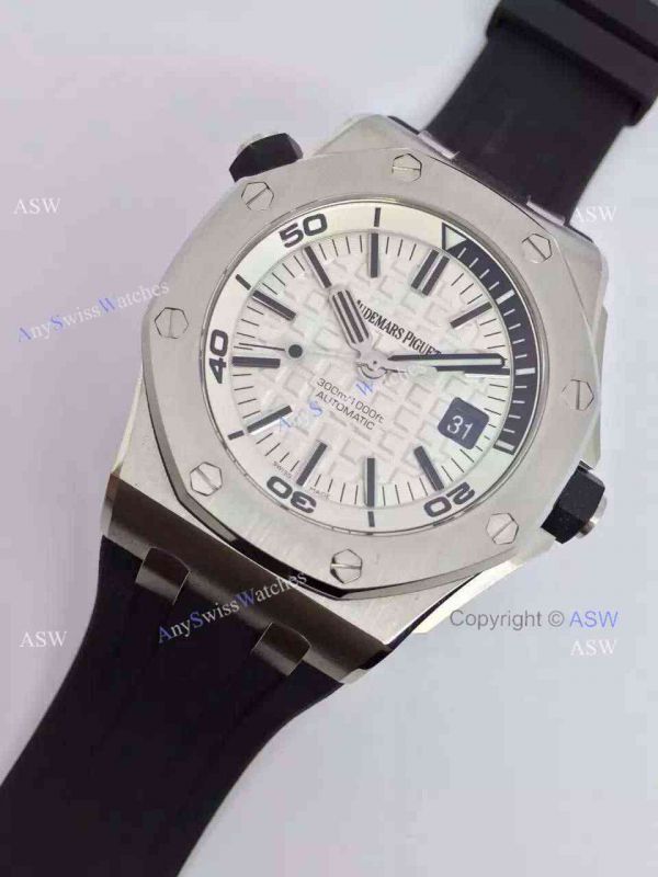 Swiss Audemars Piguet Replica Watch SS White Black Rubber Watch Swiss Audemars Piguet Replica Watch SS White Black Rubber Watch