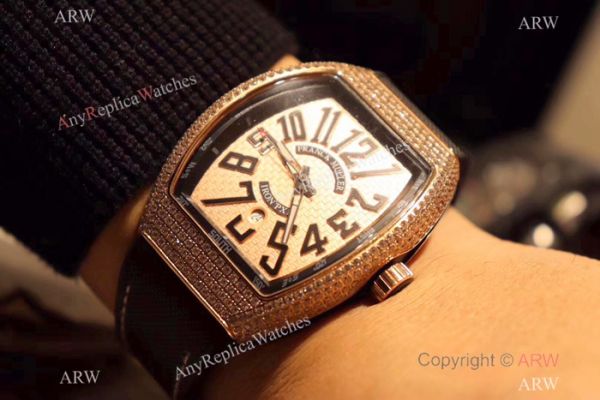 2019 Copy Franck Muller Vanguard IRON PXL Watch Rose Gold Iced Out Case 2019 Copy Franck Muller Vanguard IRON PXL Watch Rose Gold Iced Out Case