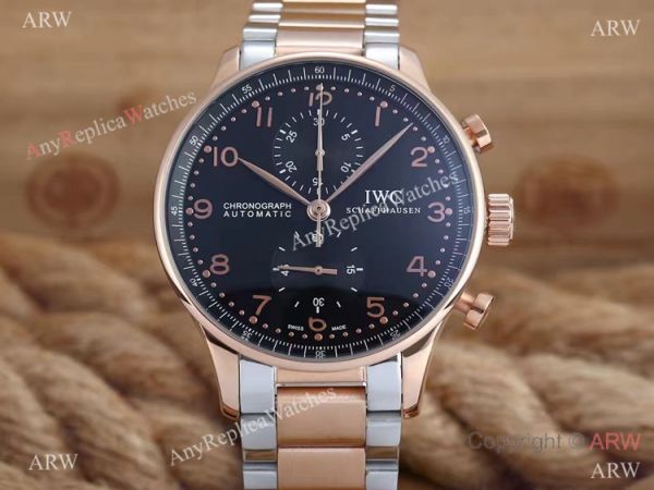 IWC Portuguese Black Face 2-Tone Rose Gold Case Copy Watch IWC Portuguese Black Face 2-Tone Rose Gold Case Copy Watch