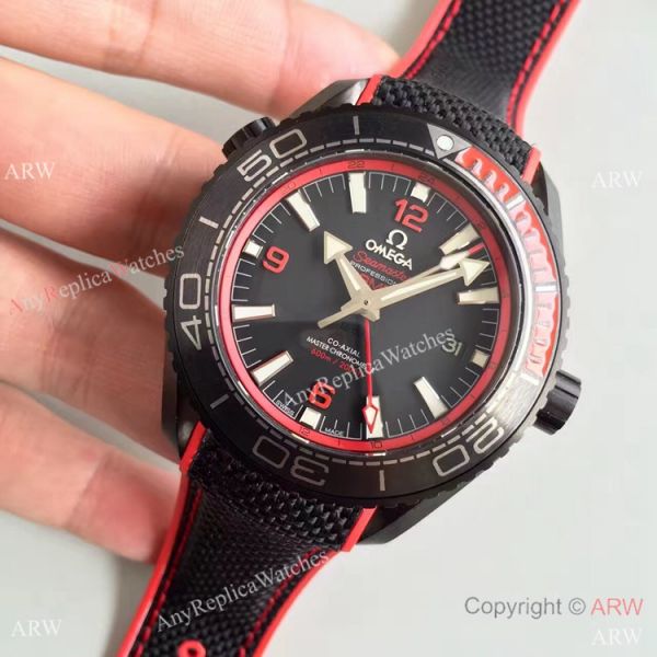 Swiss Replica Omega Seamaster Planet Ocean Deep Black GMT Ceramic Red Watch Swiss Replica Omega Seamaster Planet Ocean Deep Black GMT Ceramic Red Watch
