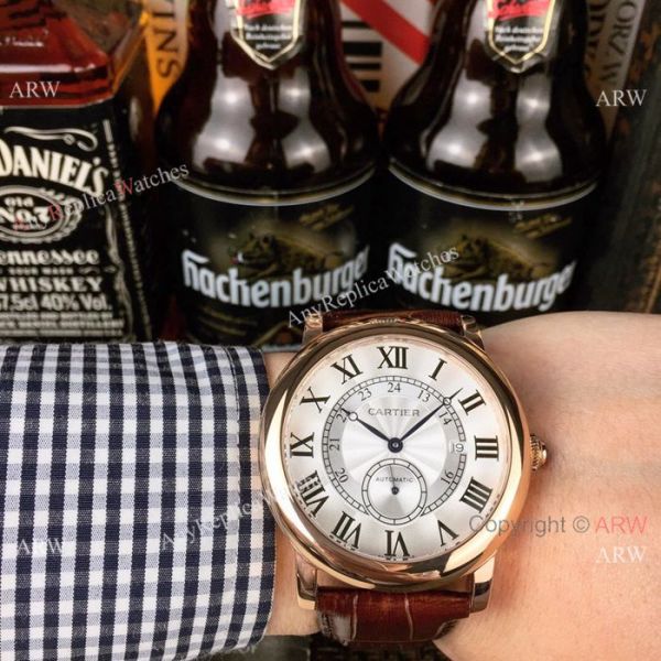 2019 Replica Cartier Ronde Solo 42mm Watches SS Black Leather Strap 2019 Replica Cartier Ronde Solo 42mm Watches SS Black Leather Strap