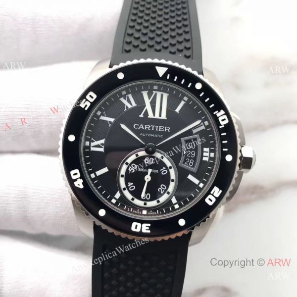 Swiss Grade Cartier Calibre De Diver W710056 watch SS Black Rubber Swiss Grade Cartier Calibre De Diver W710056 watch SS Black Rubber