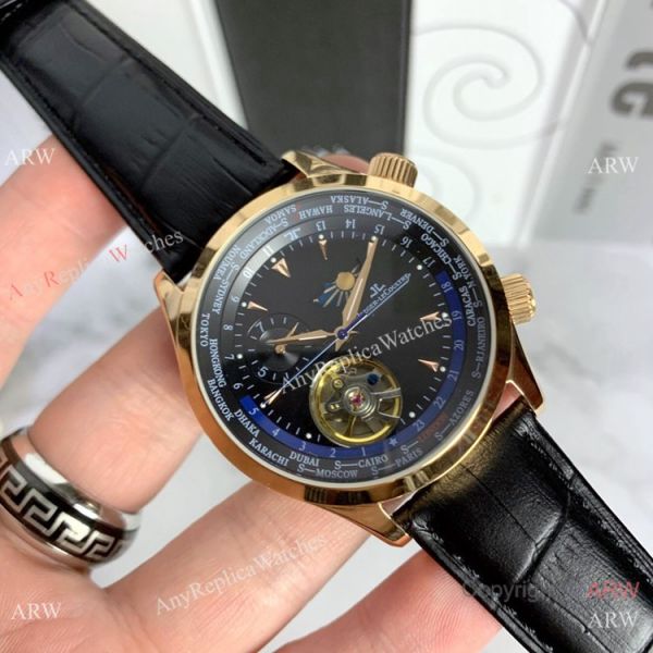 Copy Jaeger-LeCoultre Grand Complications Moon Watch SS Black Leather Band Copy Jaeger-LeCoultre Grand Complications Moon Watch SS Black Leather Band
