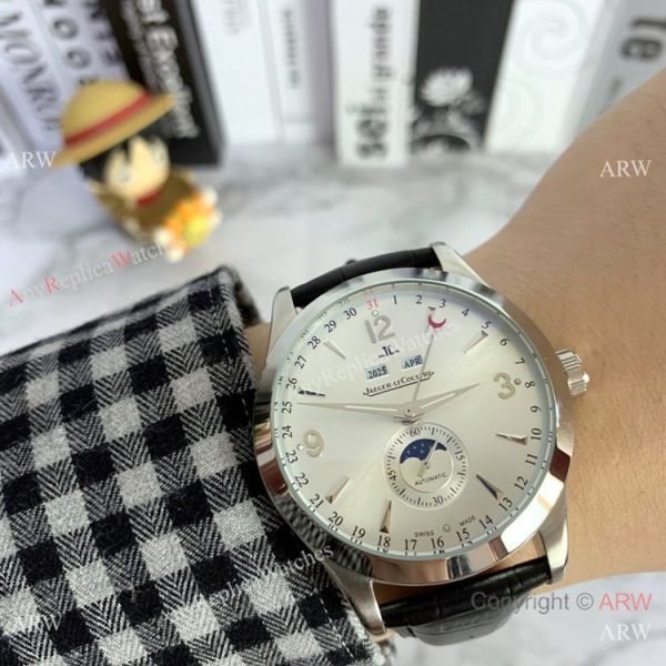 Copy Jaeger-LeCoultre Master Calendar Watch Silver Face Black Leather strap Copy Jaeger-LeCoultre Master Calendar Watch Silver Face Black Leather strap
