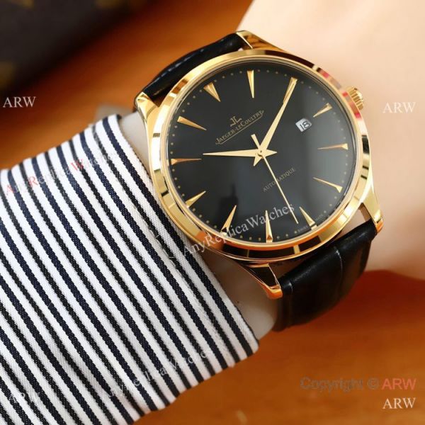 Best Copy Jaeger LeCoultre Master Ultra thin Men Watches SS Black Dial Best Copy Jaeger LeCoultre Master Ultra thin Men Watches SS Black Dial