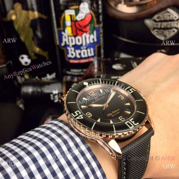 Swiss Quality Blancpain Fifty Fathoms Automatic Mens Watch Rose Gold Black Dial Swiss Quality Blancpain Fifty Fathoms Automatic Mens Watch Rose Gold Black Dial