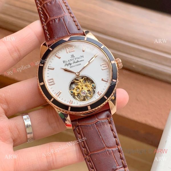 Copy Blancpain Fifty Fathoms Tourbillon Watch Rose Gold Blue bezel Copy Blancpain Fifty Fathoms Tourbillon Watch Rose Gold Blue bezel