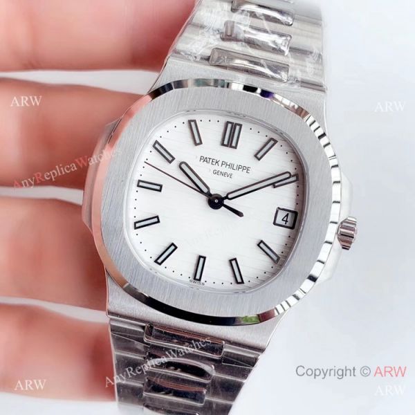 (GR) Swiss Replica Patek Philippe Nautilus Stainless Steel White Face Watch 40mm (GR) Swiss Replica Patek Philippe Nautilus Stainless Steel White Face Watch 40mm