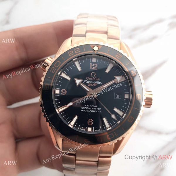 New Omega Seamaster Planet Ocean 600m GMT Rose Gold Black Dial Swiss 8615 New Omega Seamaster Planet Ocean 600m GMT Rose Gold Black Dial Swiss 8615