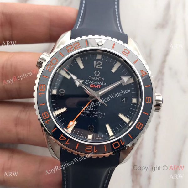 New Version Swiss Omege Seamaster 600m GMT Blue Rubber SS Watch New Version Swiss Omege Seamaster 600m GMT Blue Rubber SS Watch