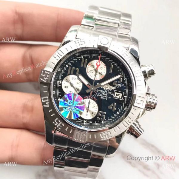 (GF)Replica Breitling Super Avenger II Stainless Steel Black Arabic Watch 7750 (GF)Replica Breitling Super Avenger II Stainless Steel Black Arabic Watch 7750
