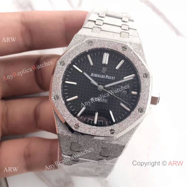 JF Factory Audemars Piguet Royal Oak Watch Replica Frosted Black Dial JF Factory Audemars Piguet Royal Oak Watch Replica Frosted Black Dial