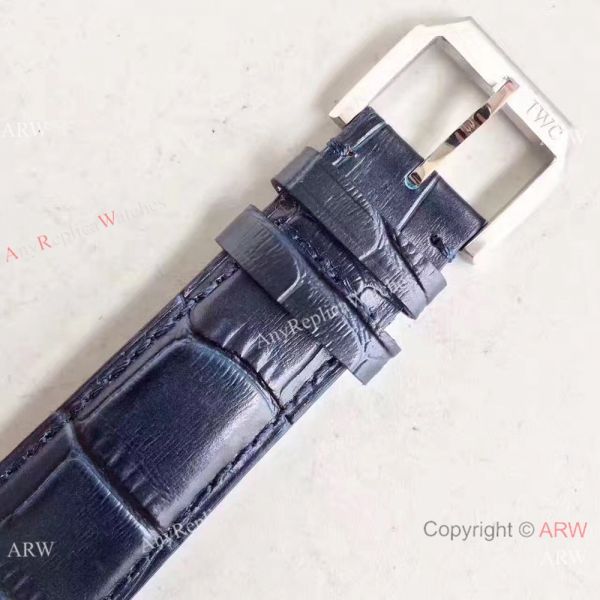 Swiss Grade 1A IWC Regulateur Watch White Dial Blue Leather Strap Swiss Grade 1A IWC Regulateur Watch White Dial Blue Leather Strap