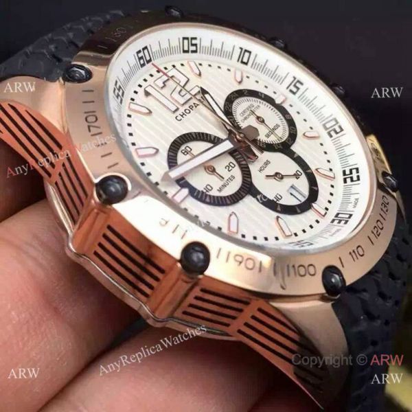 Replica Chopard Classic Racing Watch SS White Chronograph Black Rubber Bracelet Replica Chopard Classic Racing Watch SS White Chronograph Black Rubber Bracelet