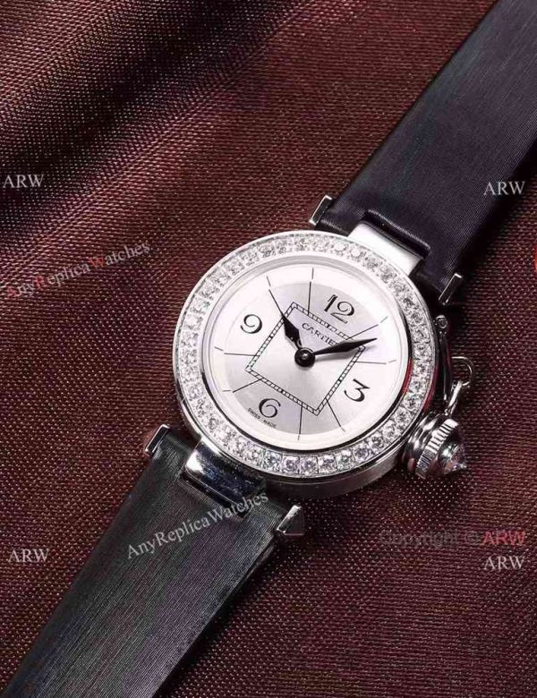 Replica Cartier Pasha SS Diamond Bezel Purple Strap Watch Ladies 28mm Replica Cartier Pasha SS Diamond Bezel Purple Strap Watch Ladies 28mm
