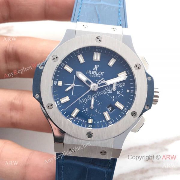 Swiss Grade Knock off Hublot Big Bang 4100 watch SS Blue Gummy Strap Swiss Grade Knock off Hublot Big Bang 4100 watch SS Blue Gummy Strap